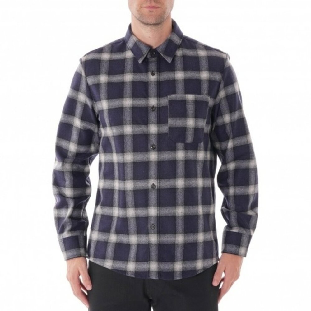 A.P.C. Trek Navy Check Wool Overshirt XL/42